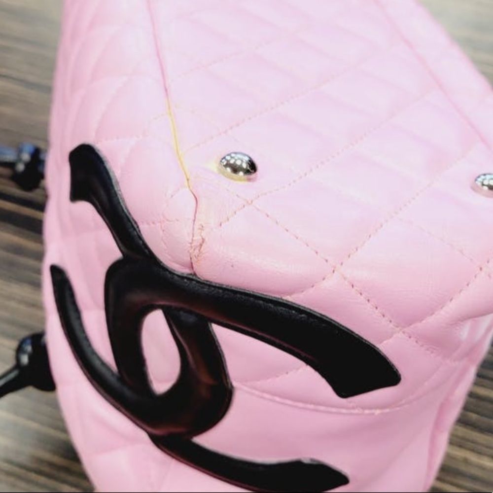 Chanel pink black quilter leather Cambon bowler tote bag / shoulder bag - Picture 10 of 16